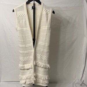 Vince Cream Knit Cardigan with Fringe